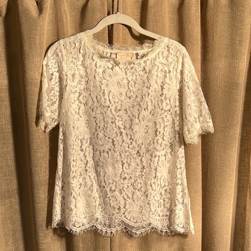 Anthropologie VanessaVirginia, size small, cream lace top